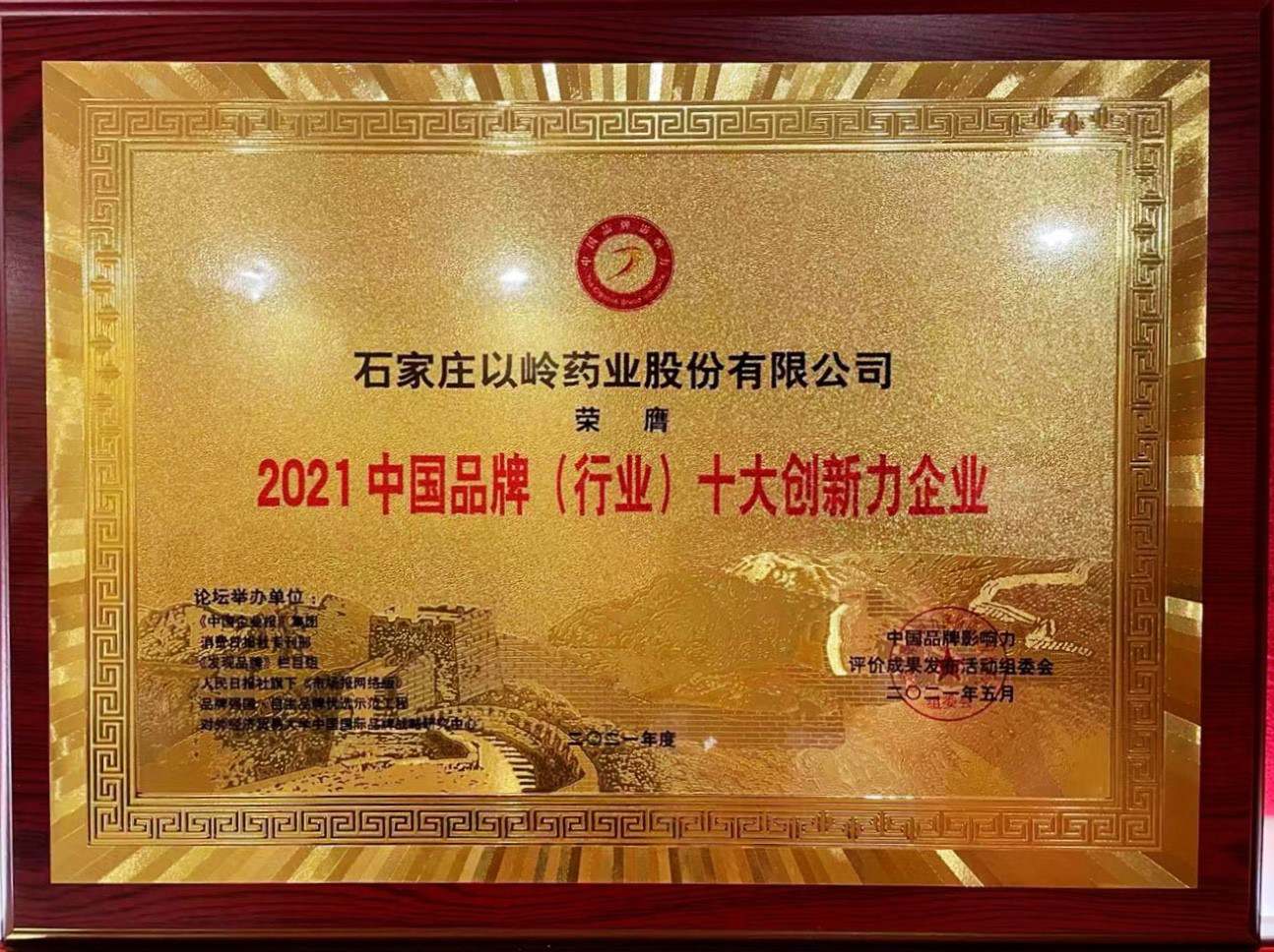 DG视讯药业荣获“2021中国品牌（行业）十大立异力企业”